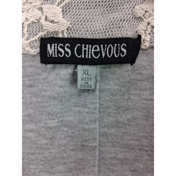 Miss Chievous Lace Blazer Women XL Grey Cream Floral Single Button MBD44L560CR - Picture 2 of 6